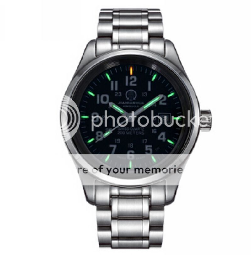 men tritium watch swiss t25 green light steel luminous analog